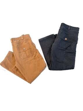 Lot of 2 Coleman Men's Fleece & Flannel Lined Canvas Carpenter Pants, Size 36x32